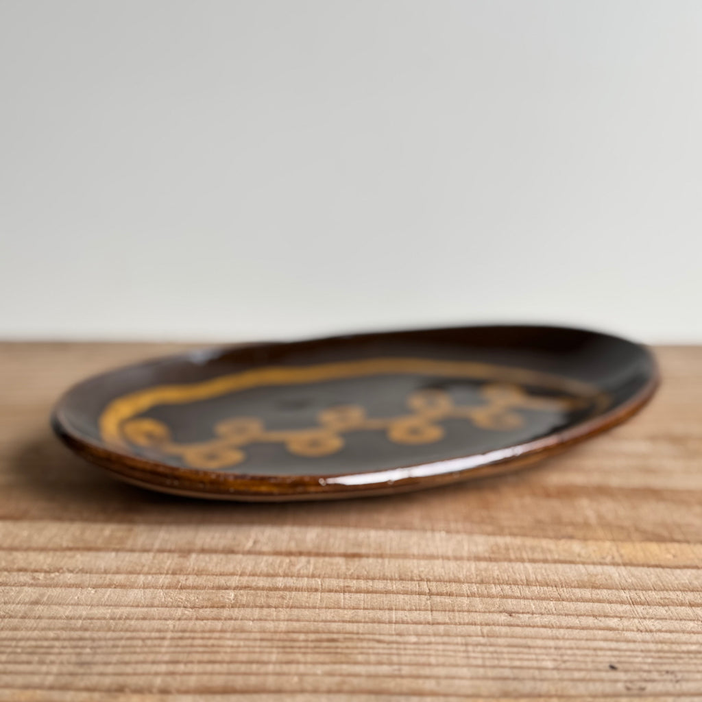 齊藤十郎/ スリップウェア楕円皿/b