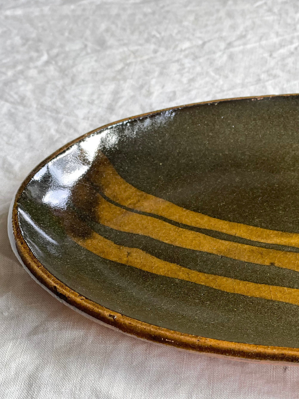 スリップウェア楕円皿