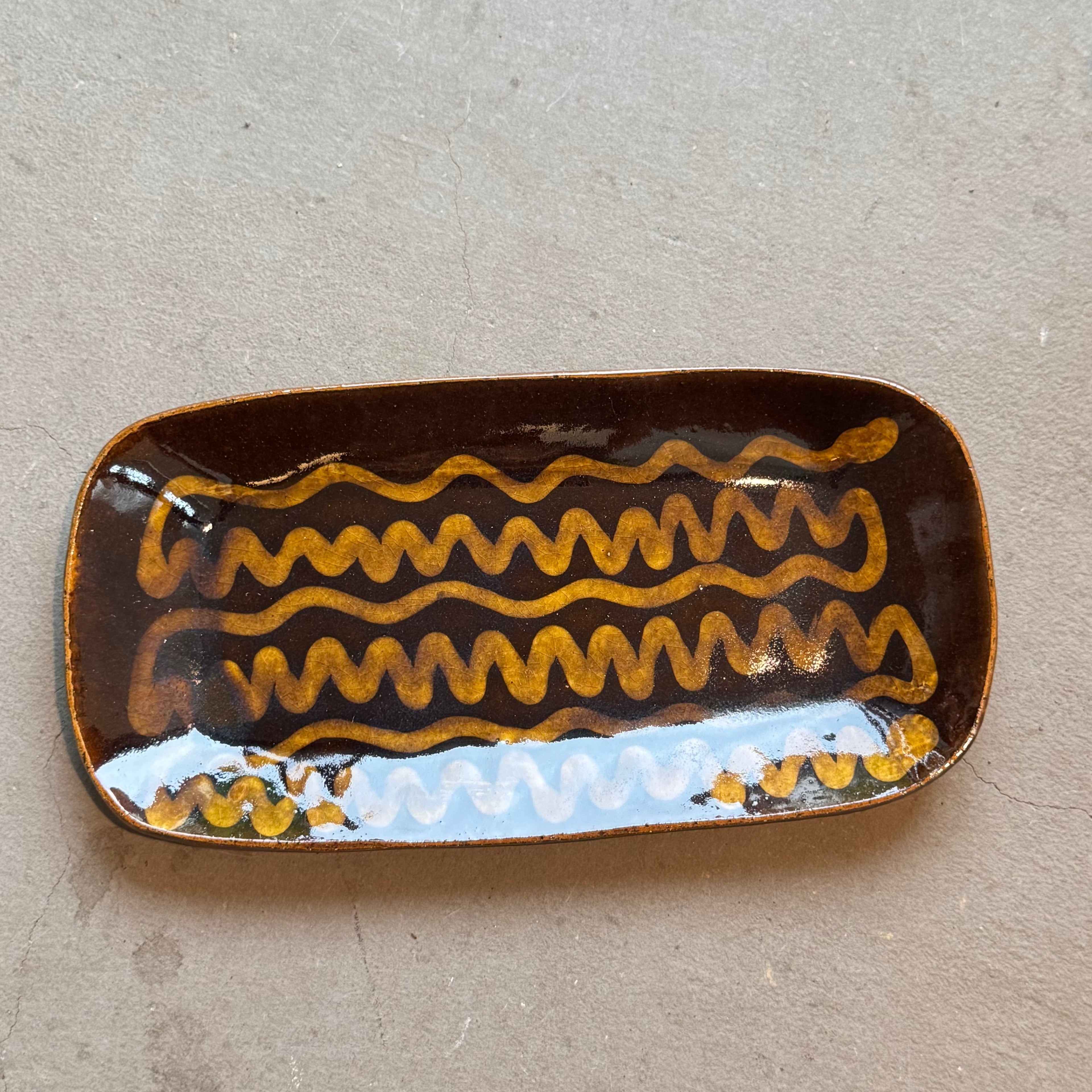 齊藤十郎/ スリップウェアさんま皿 /a