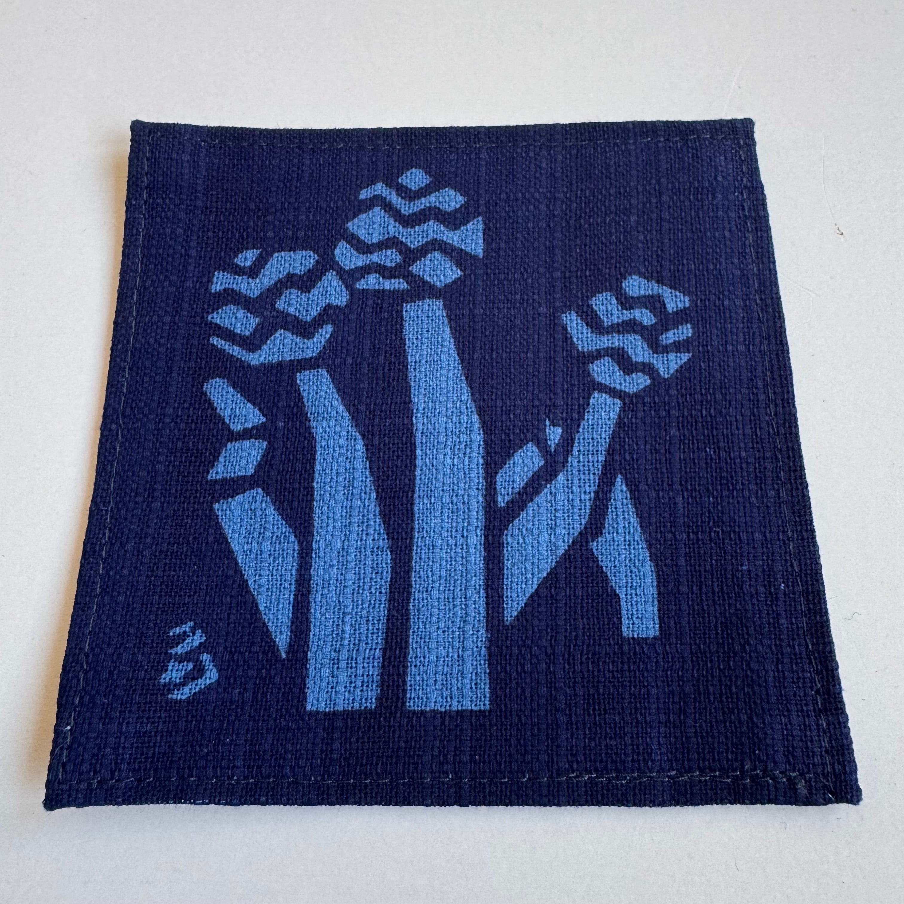 藍染コースター(ねぎ坊主)