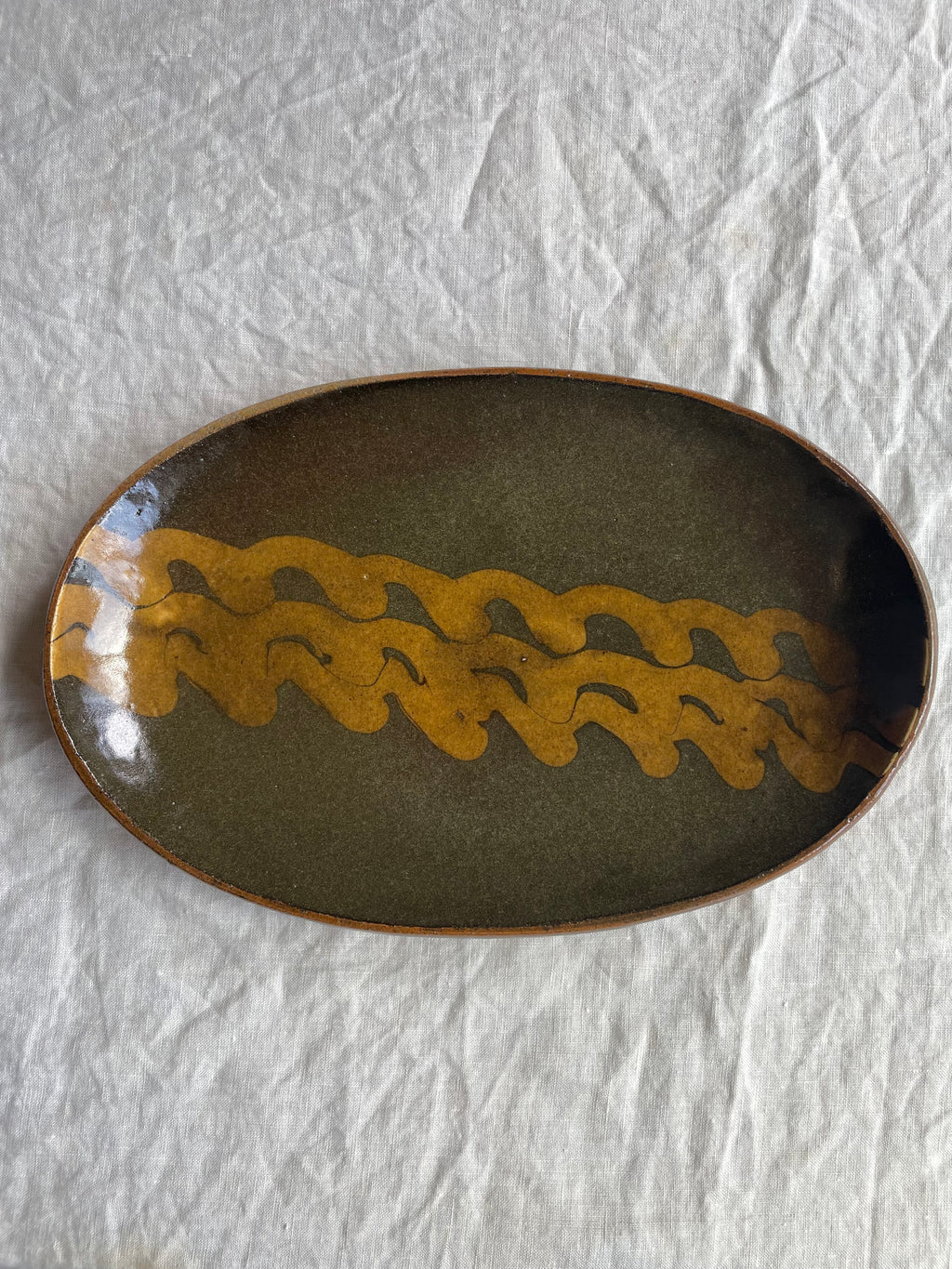 スリップウェア楕円皿