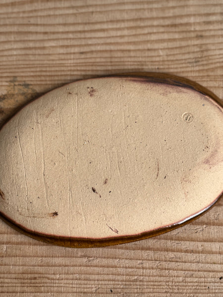 齊藤十郎/ スリップウェア楕円皿/a