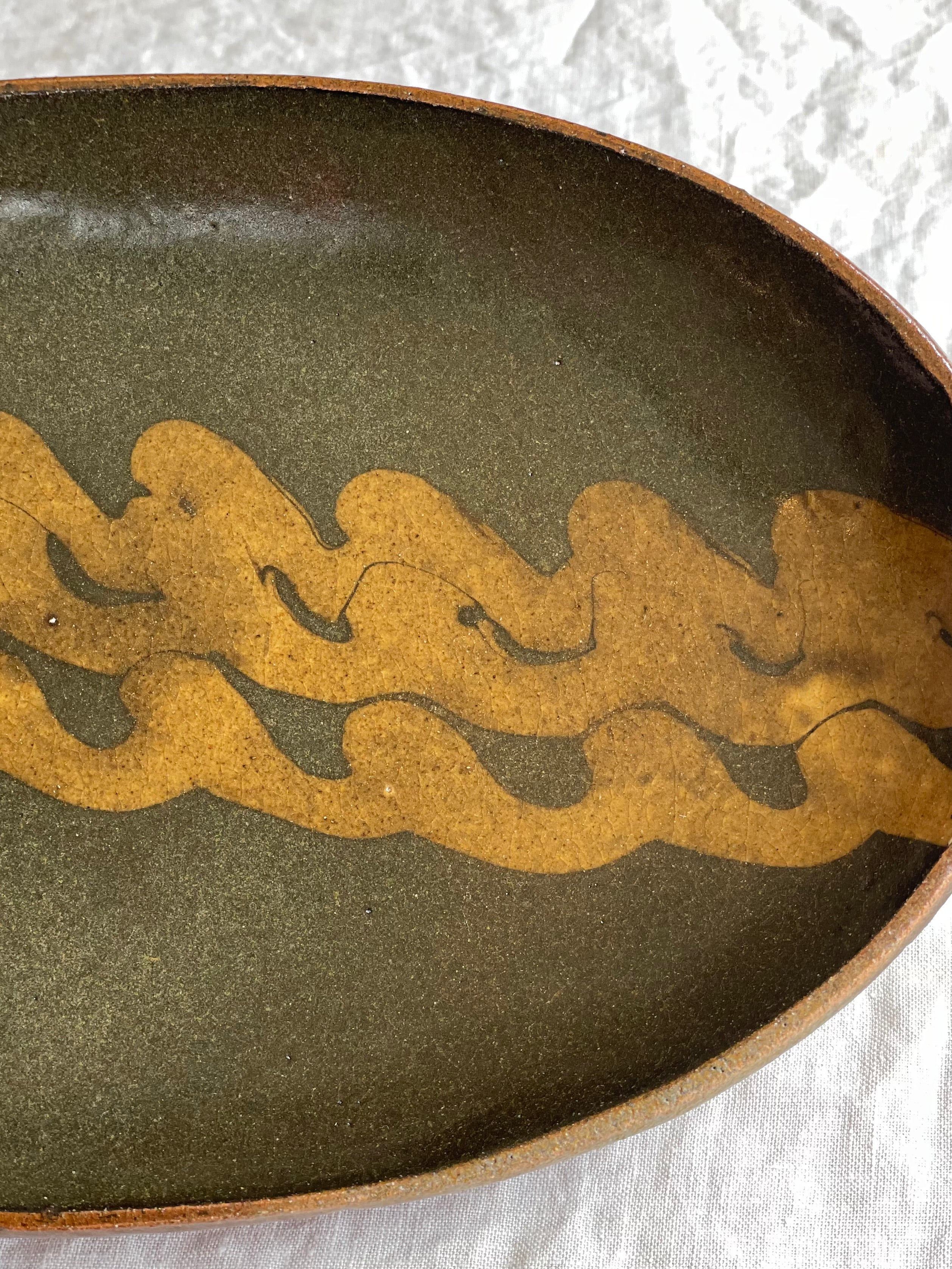 スリップウェア楕円皿