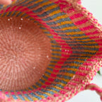 サイザルバッグ  カラフルストライプピンク８インチ