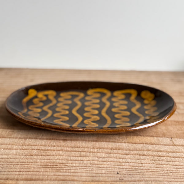 齊藤十郎/ スリップウェア楕円皿/a