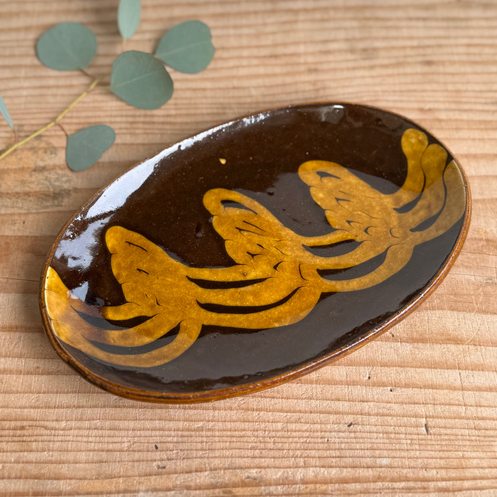 齊藤十郎/ スリップウェア楕円皿/c