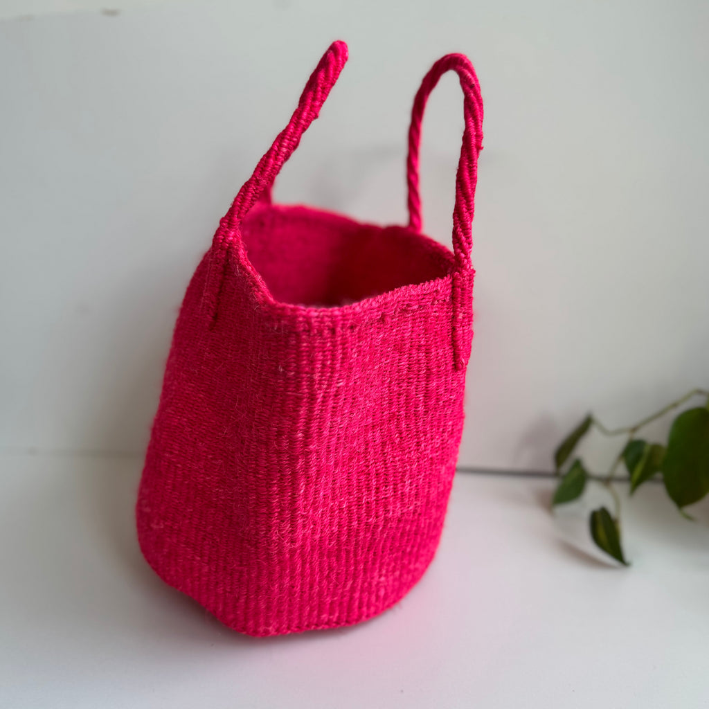 サイザルバック共手９インチ（フシア）