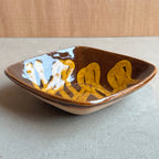 齊藤十郎/ スリップウェア角皿(2本グルグル)