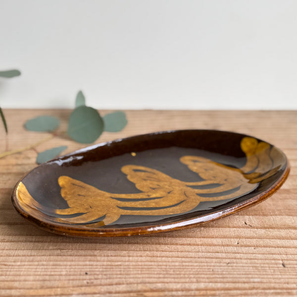 齊藤十郎/ スリップウェア楕円皿/c