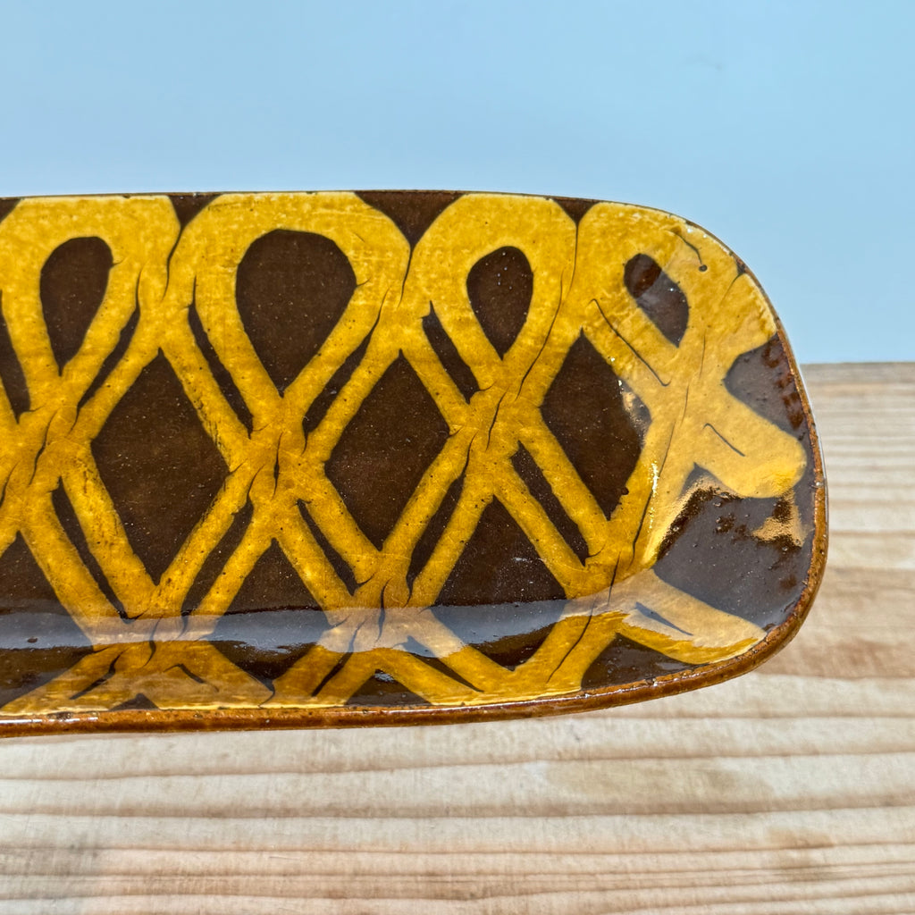 齊藤十郎/ スリップウェアさんま皿 /c