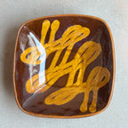 齊藤十郎/ スリップウェア角皿(2本グルグル)