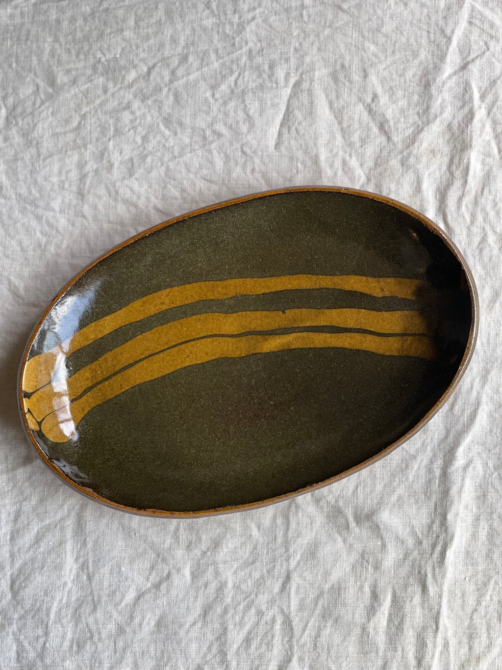 スリップウェア楕円皿