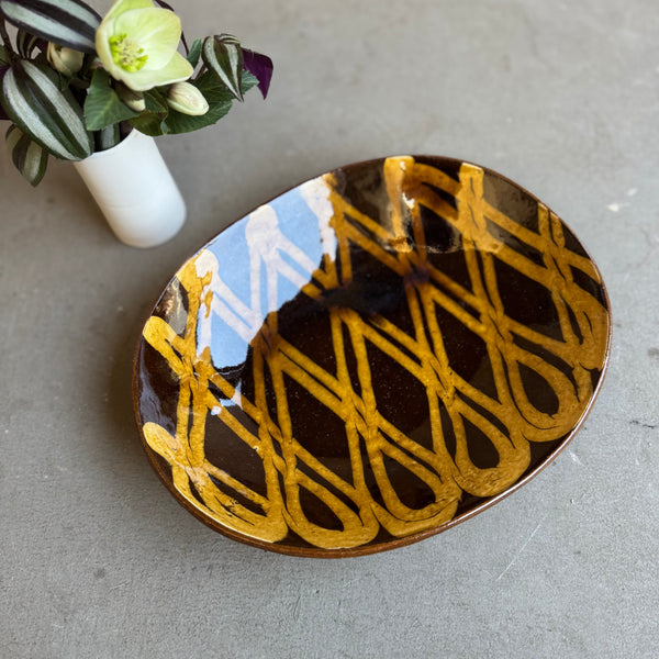 齊藤十郎/ スリップウェア カレー皿(楕円)