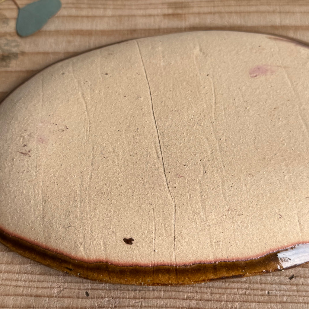 齊藤十郎/ スリップウェア楕円皿/b