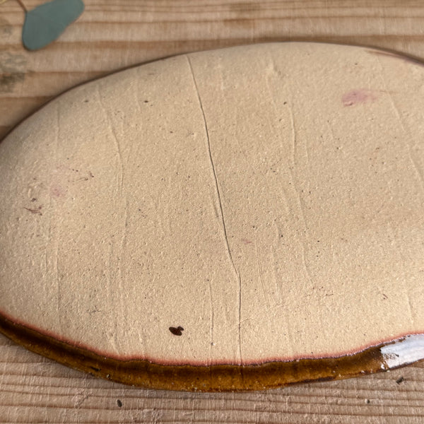 齊藤十郎/ スリップウェア楕円皿/b