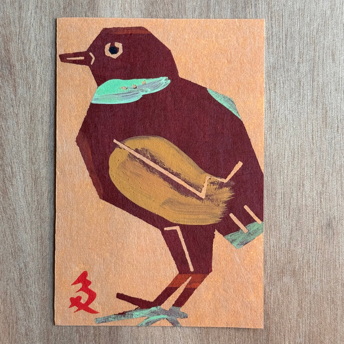 型染めハガキ(鳥)