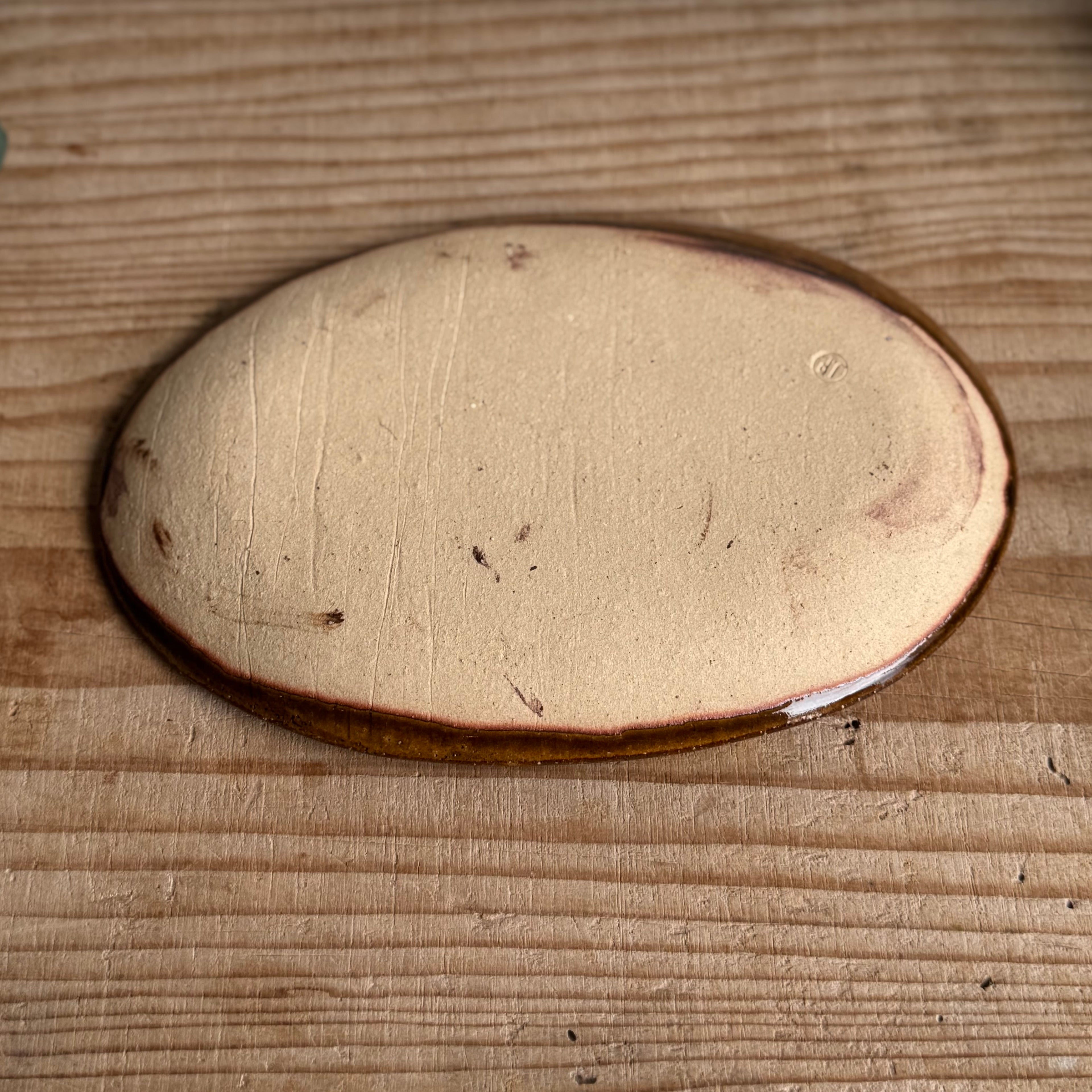 齊藤十郎/ スリップウェア楕円皿/a