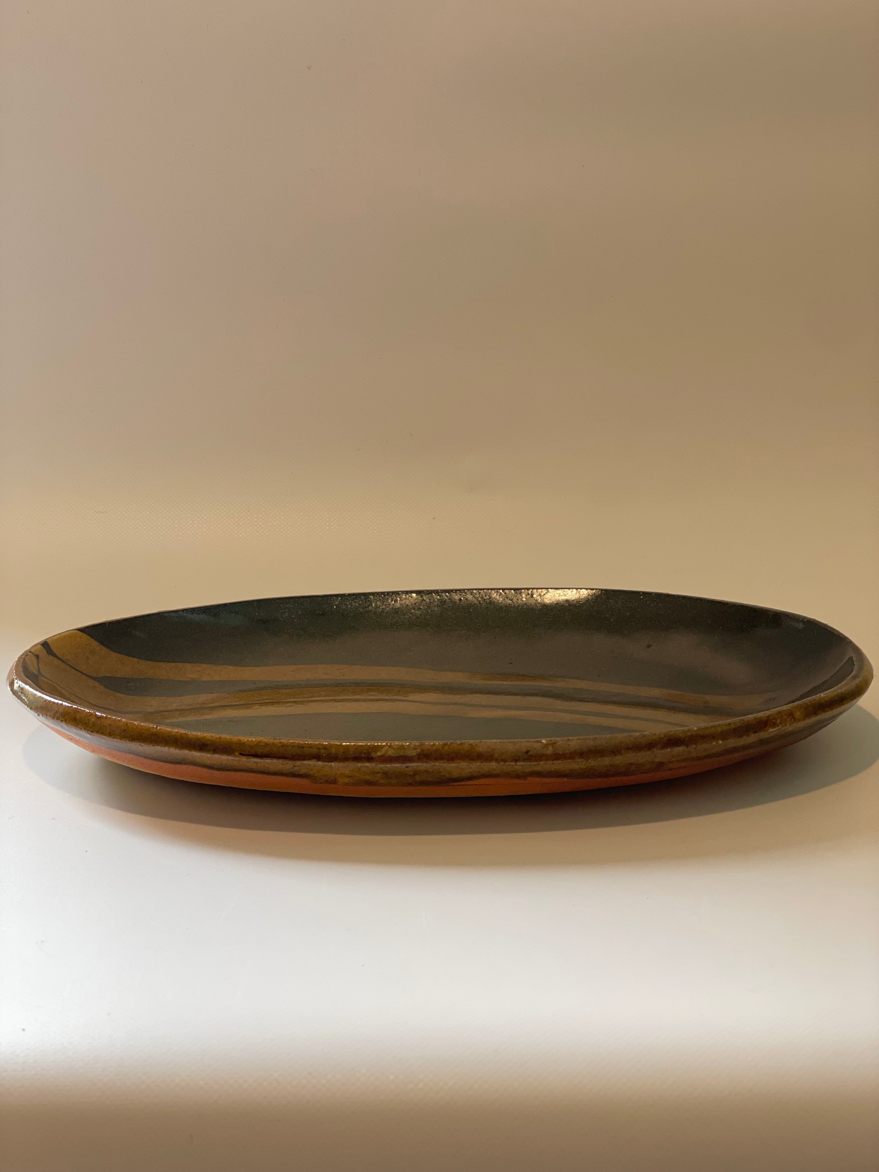 スリップウェア楕円皿