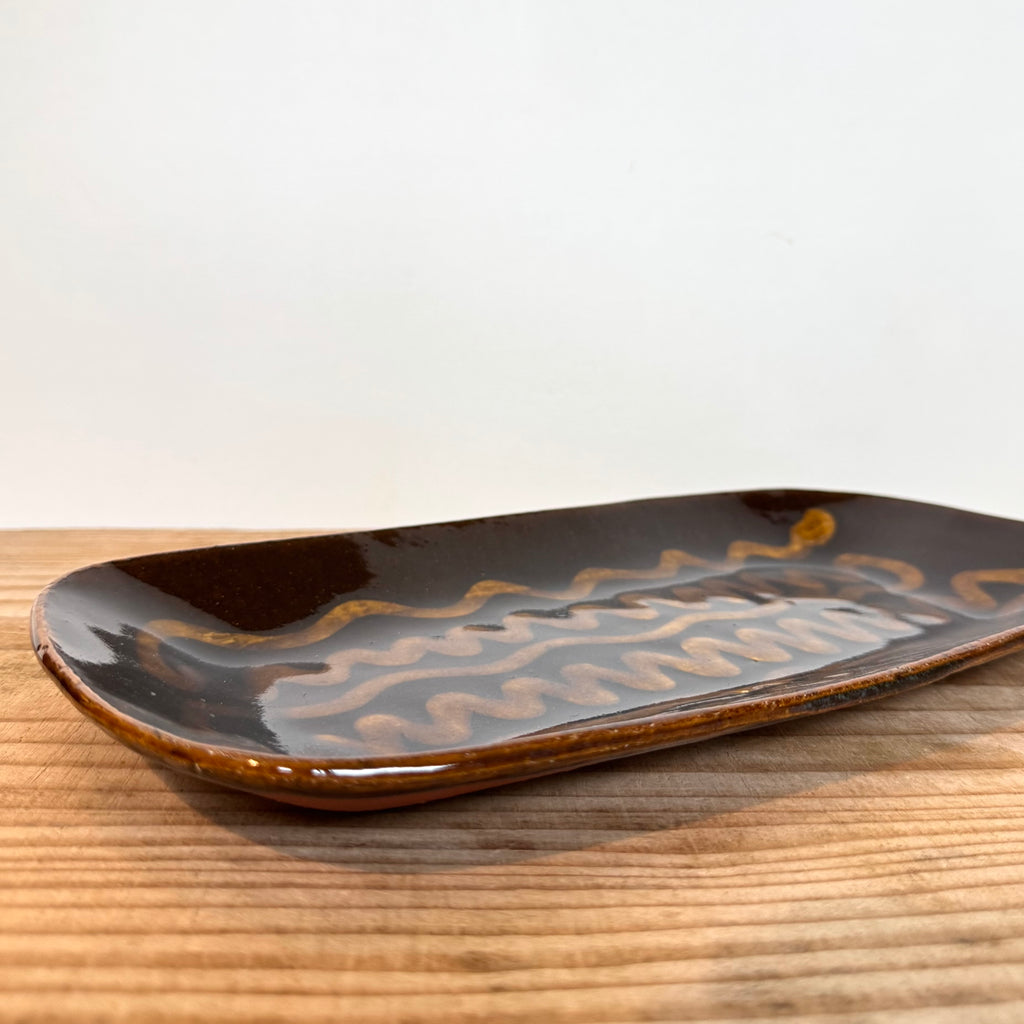 齊藤十郎/ スリップウェアさんま皿 /a