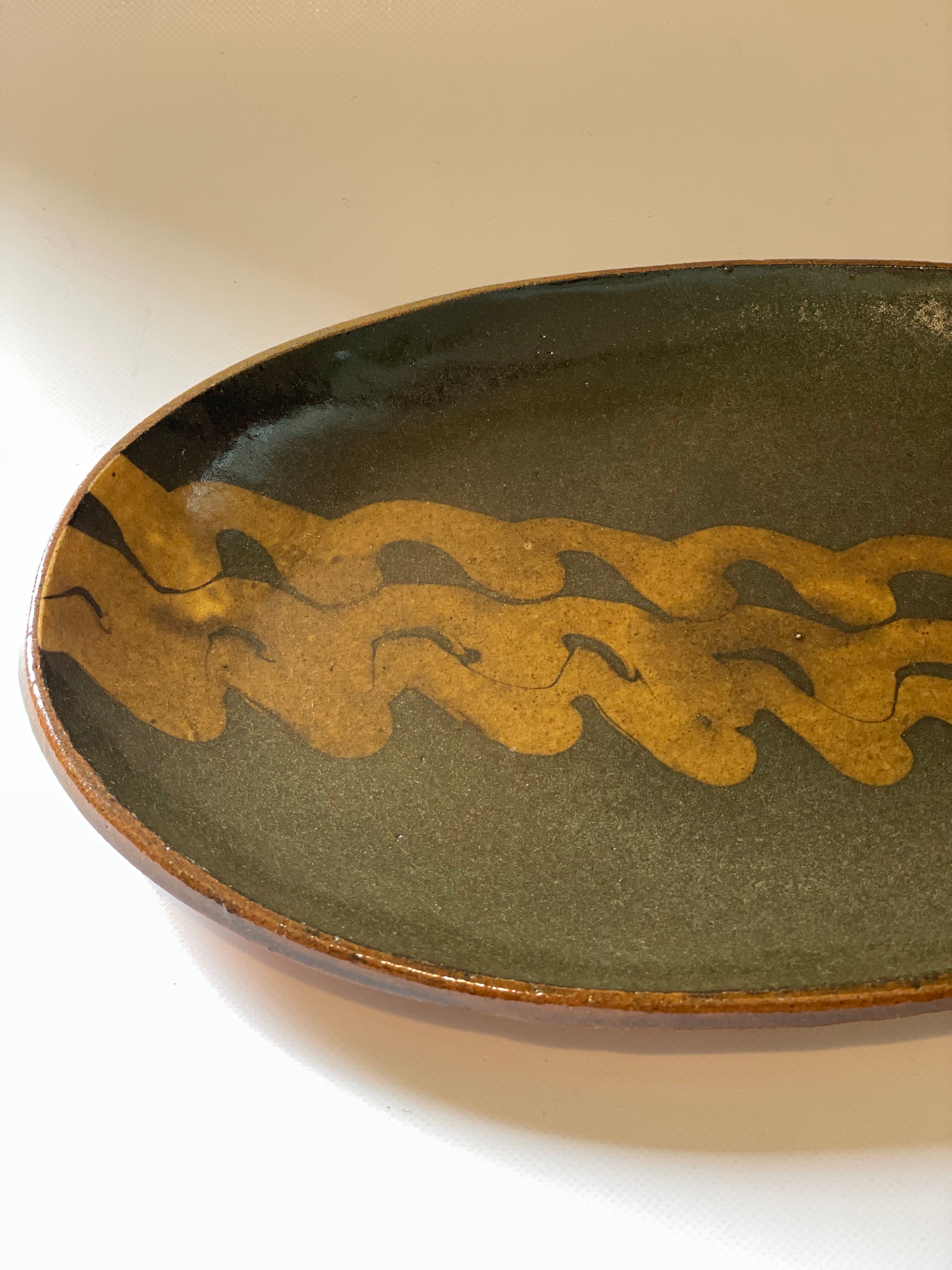 スリップウェア楕円皿