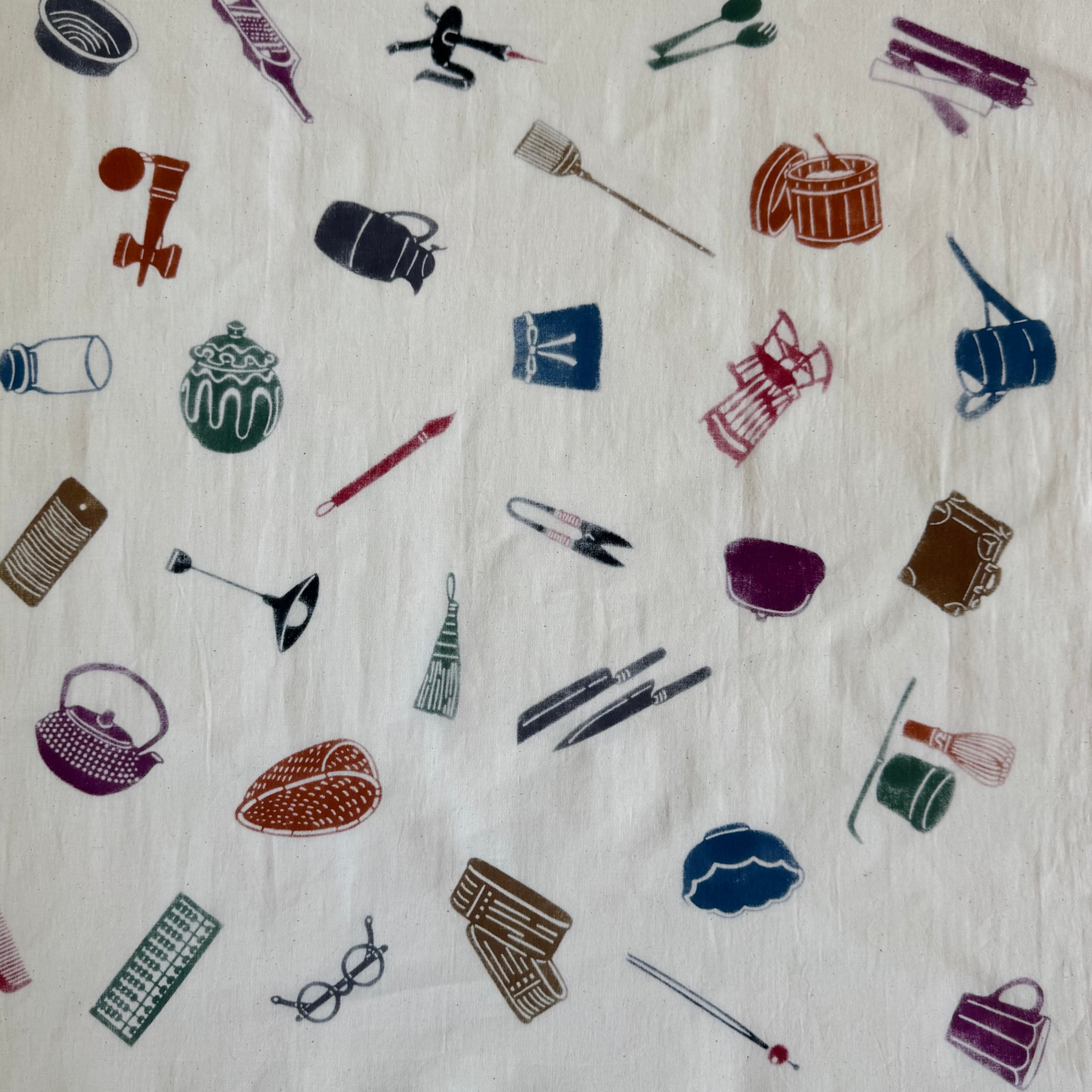 風呂敷 ( 道具柄、色さし)