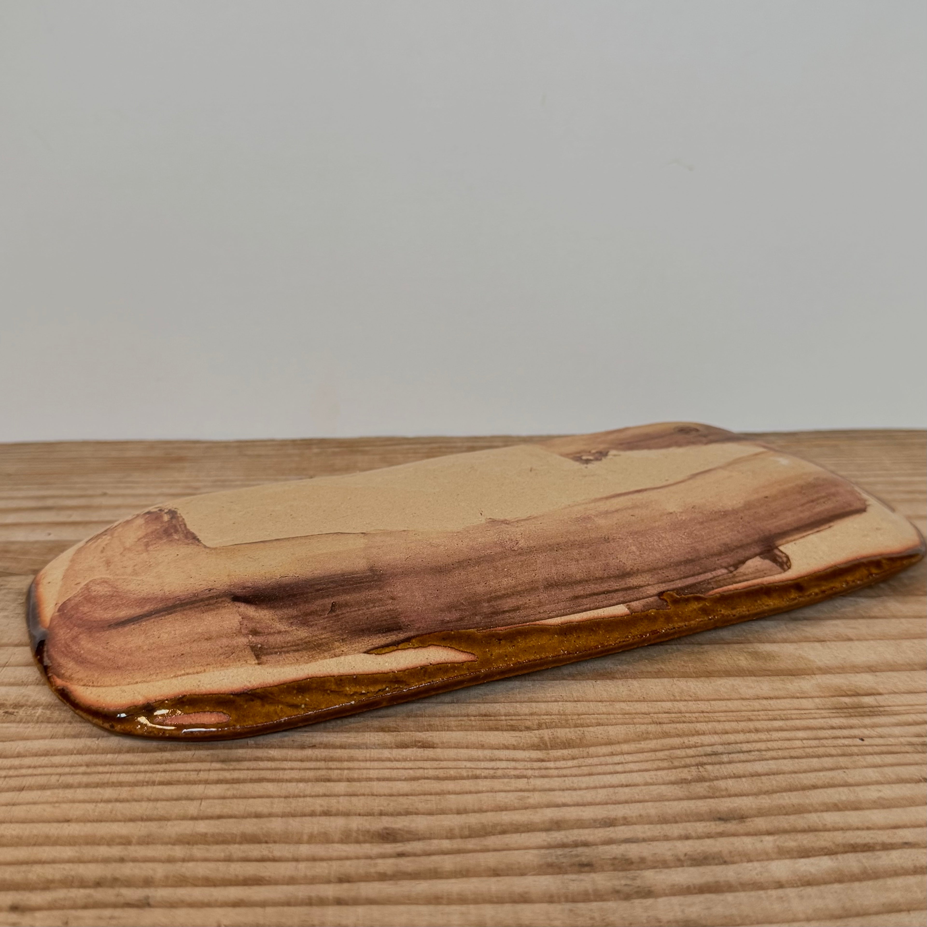 齊藤十郎/ スリップウェアさんま皿 /c