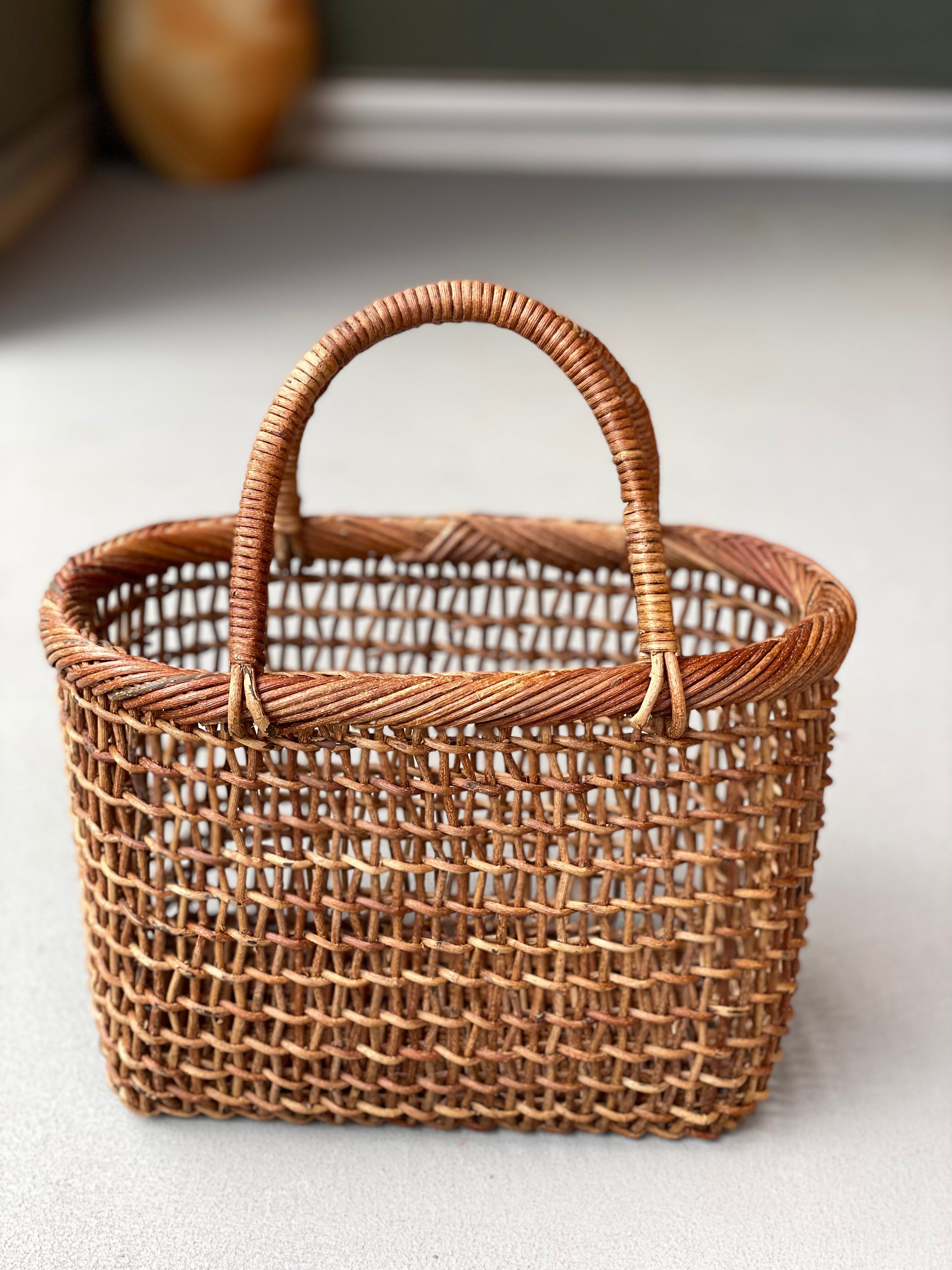 細目こだし編み７寸　あけびカゴ