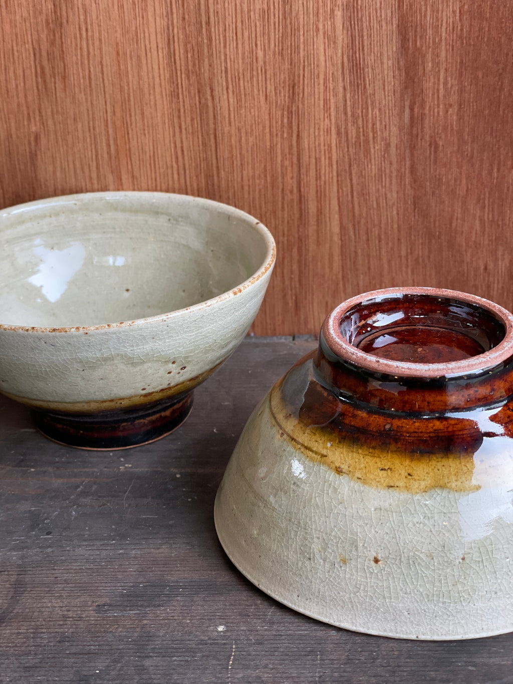 飯碗（飴釉掛分け）大